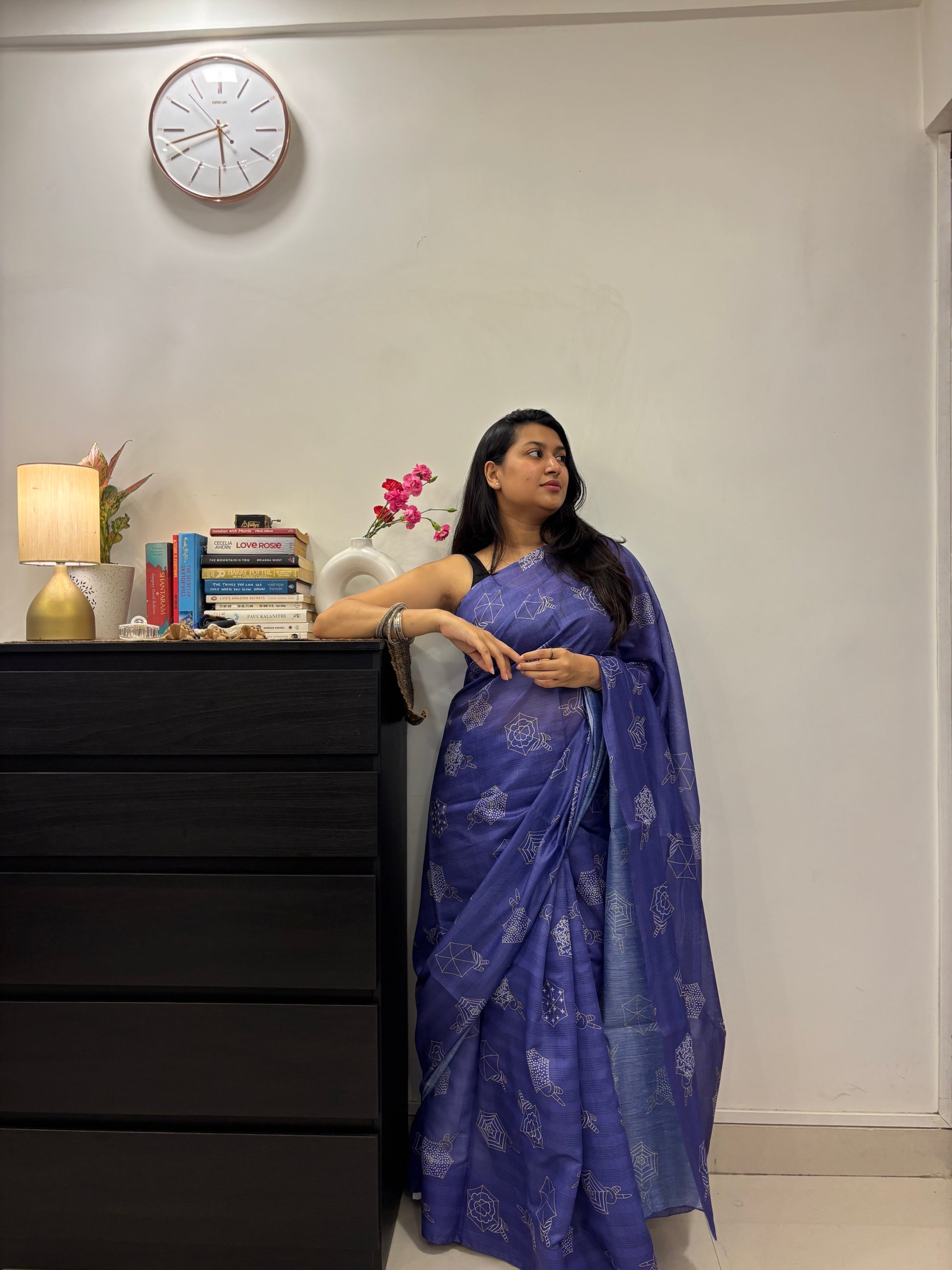 digitally printed 100% cotton saree. Purple cotton saree. Lilac cotton saree. Purple cotton saree with amazing print. 