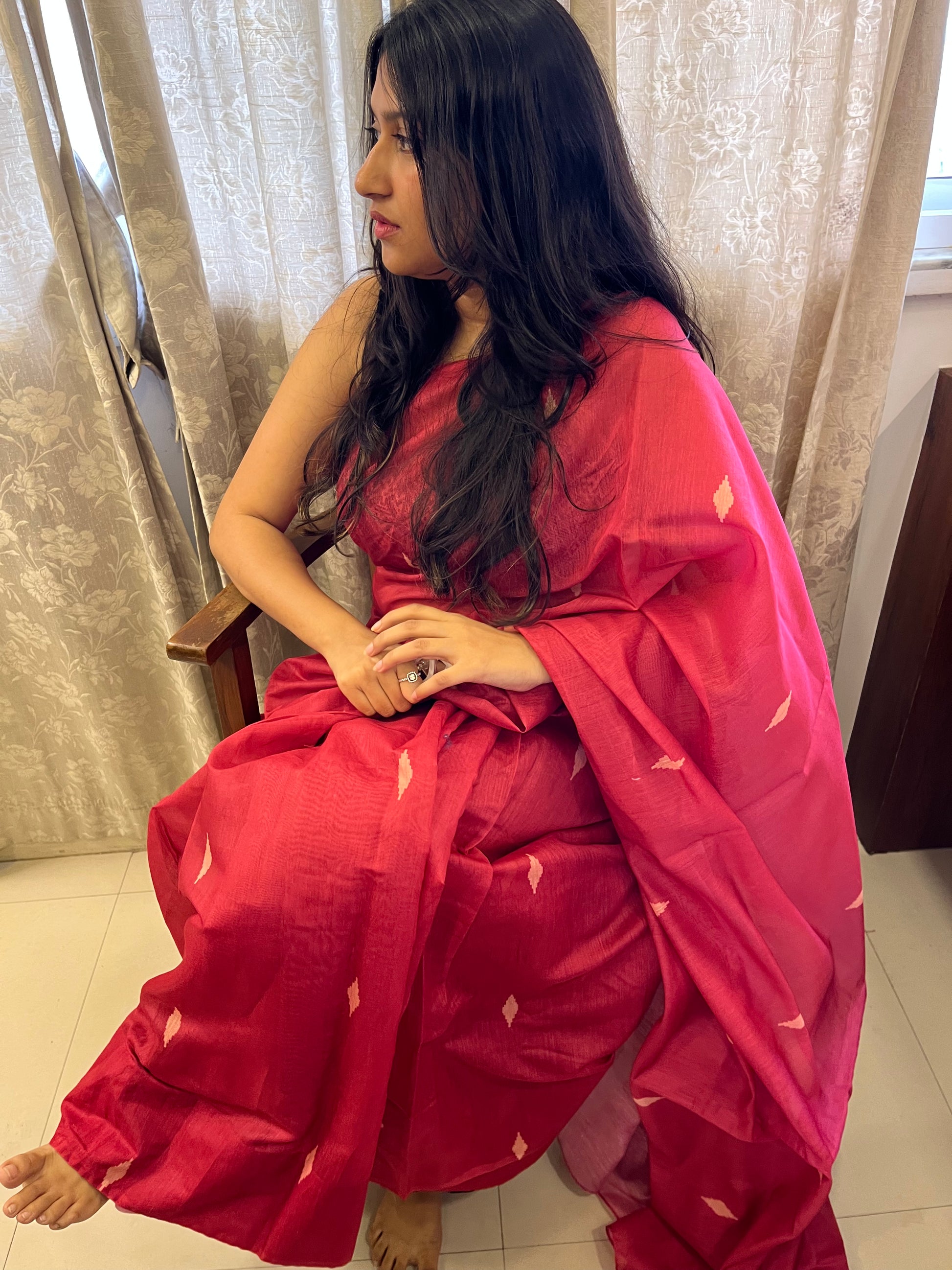 Ruby Bloom Saree 🌸
