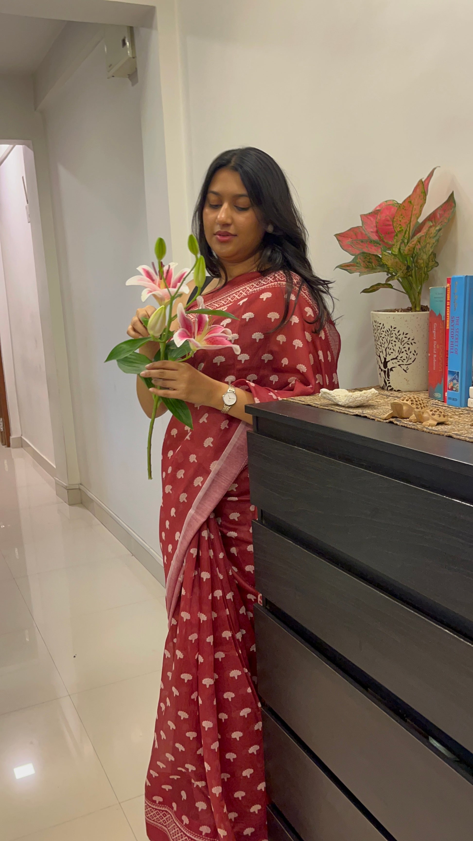 Cherry Red Saree 🍒