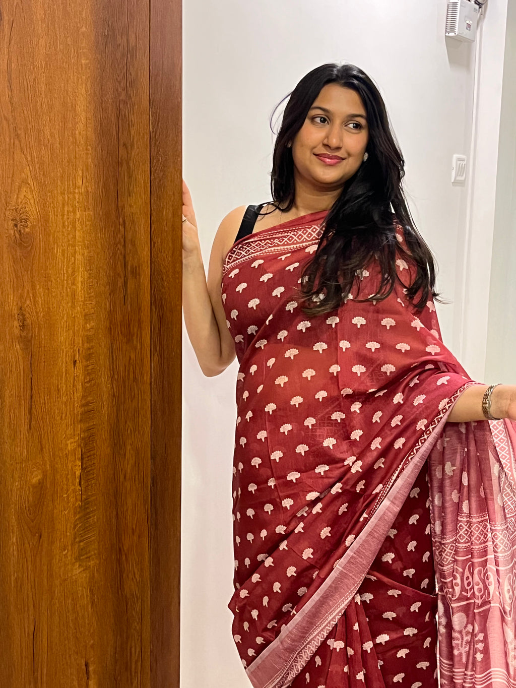 Cherry Red Saree 🍒