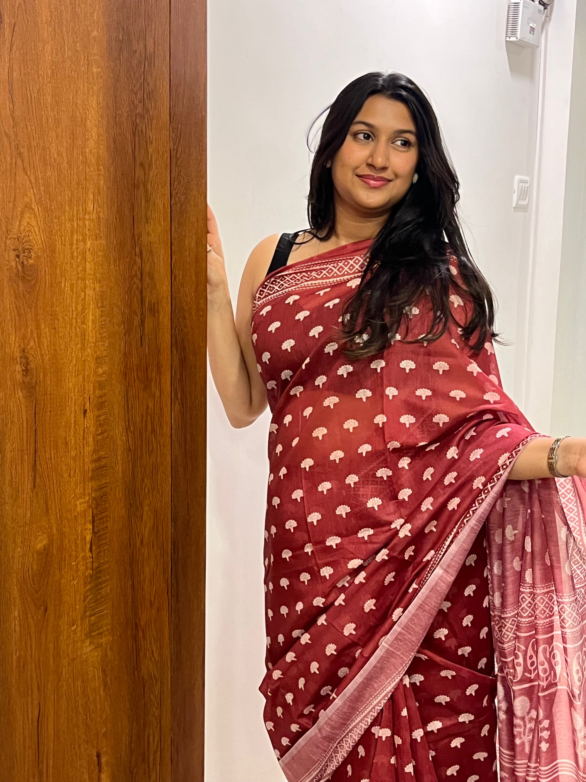 Cherry Red Saree 🍒