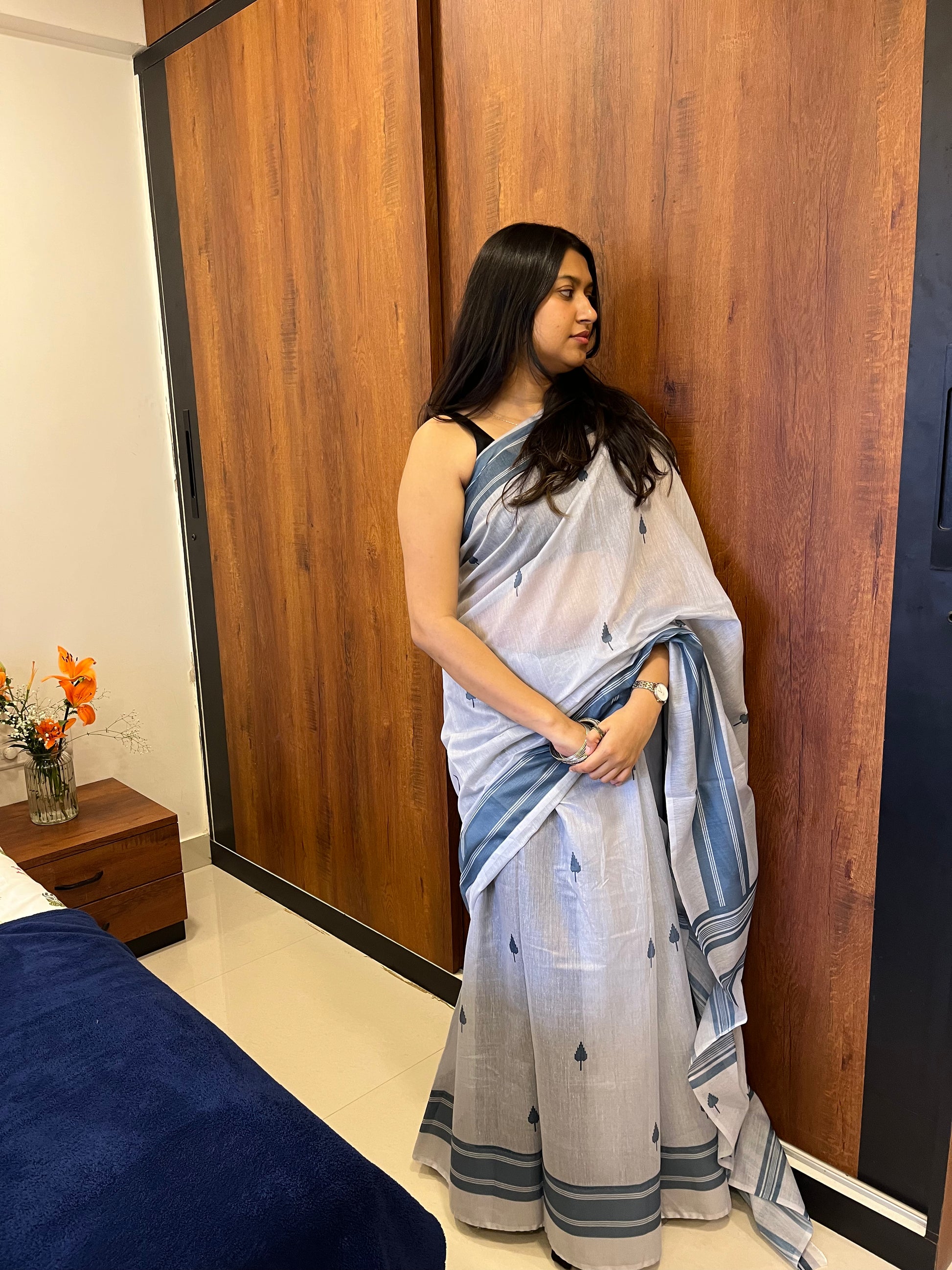 Pine Gray Saree 🌲