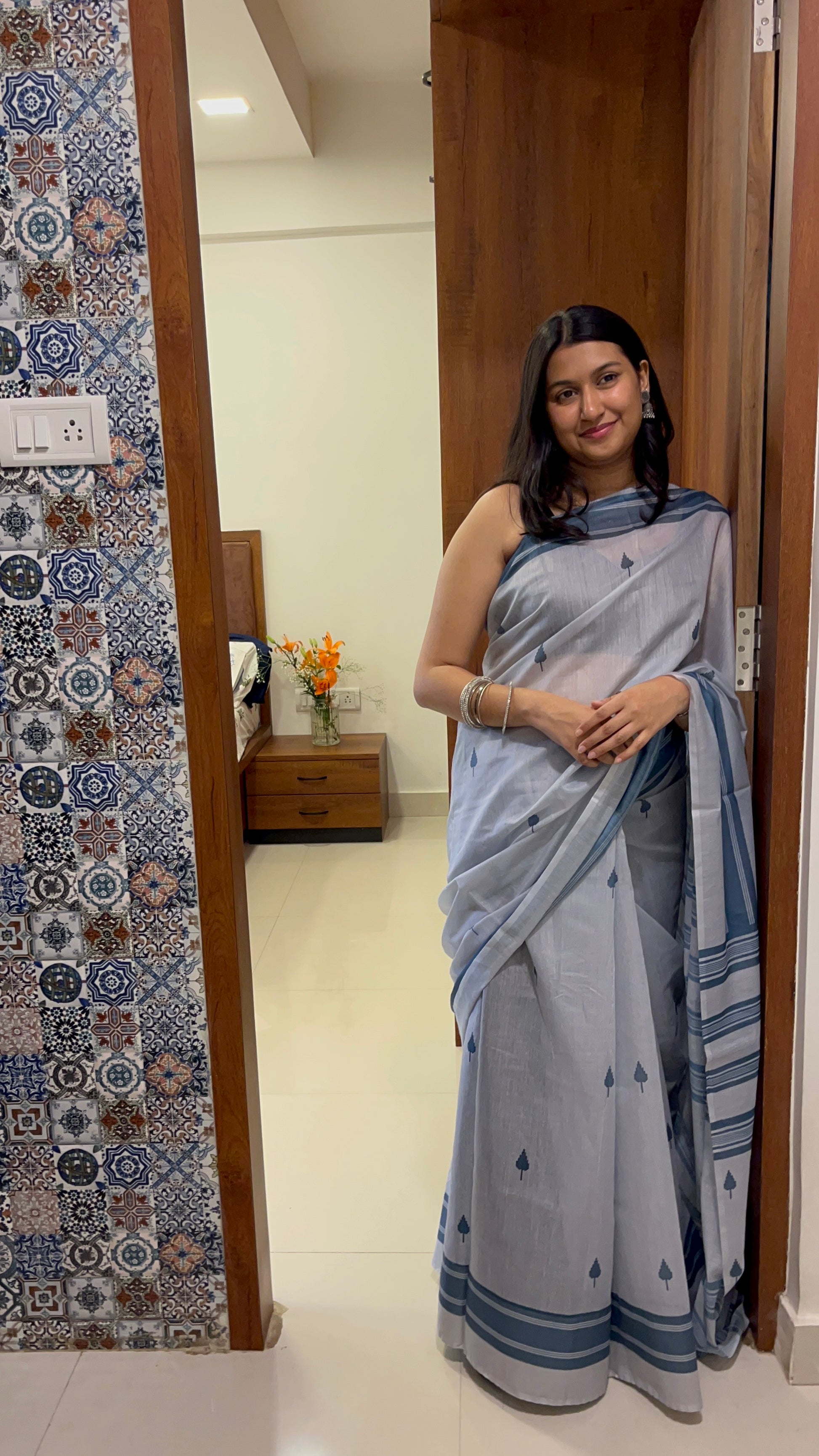 Pine Gray Saree 🌲
