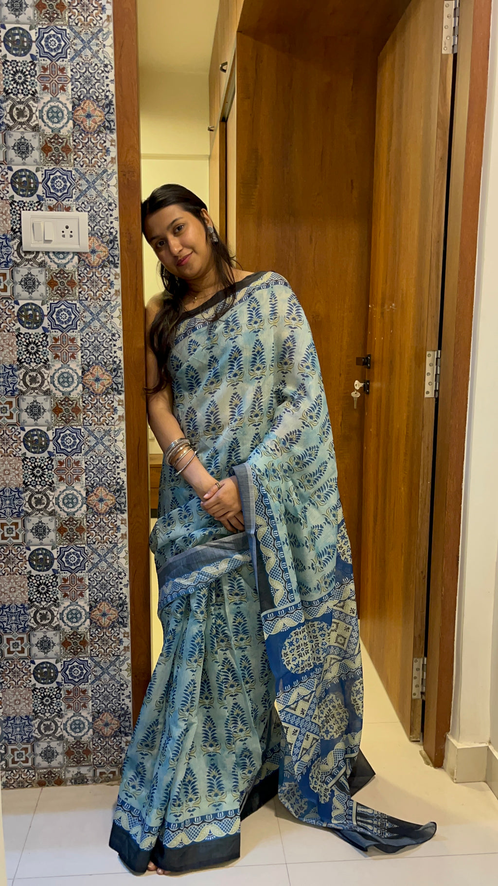 Ice Blue Saree 🧊
