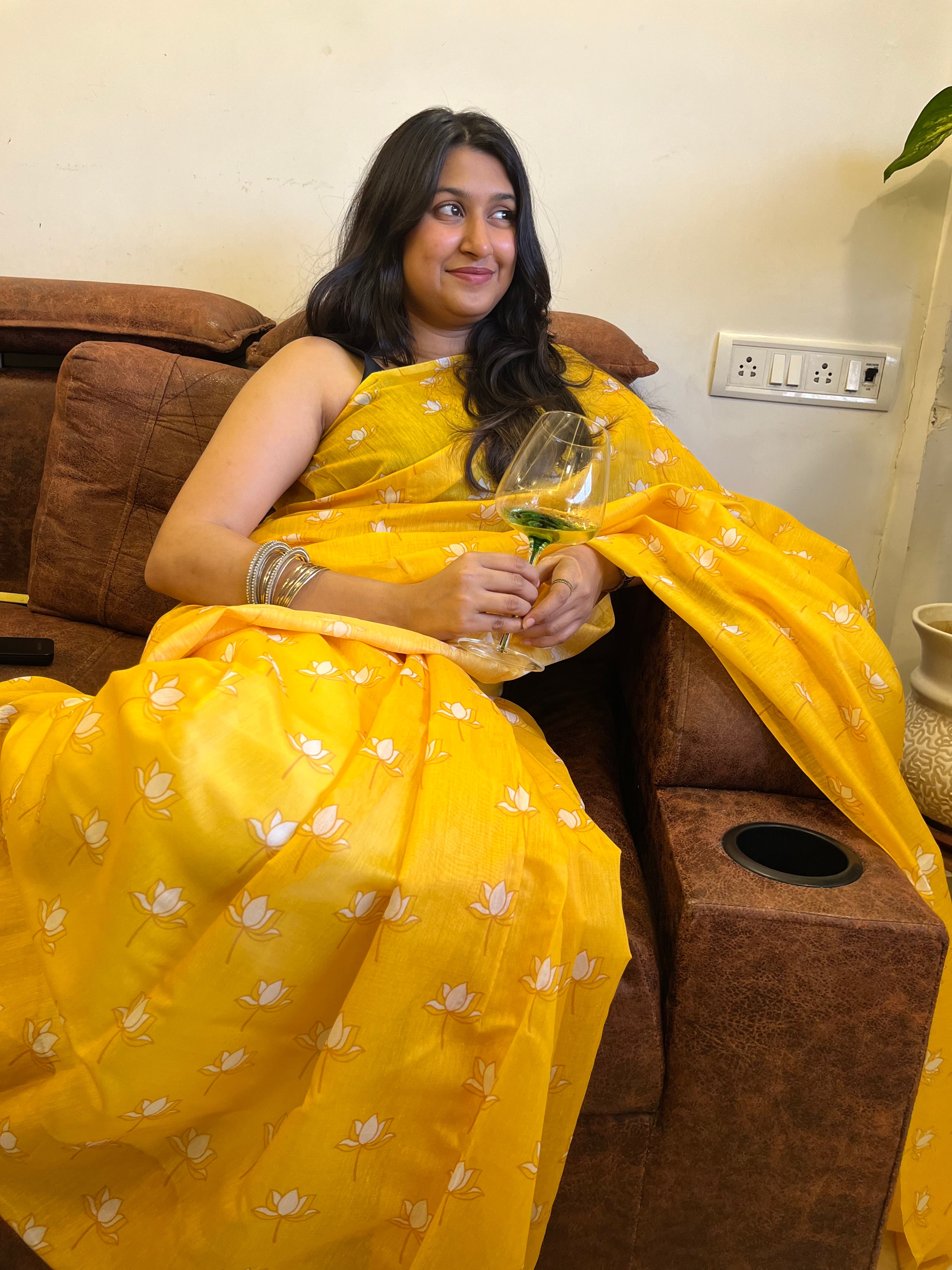 Amber Lotus Saree 💛