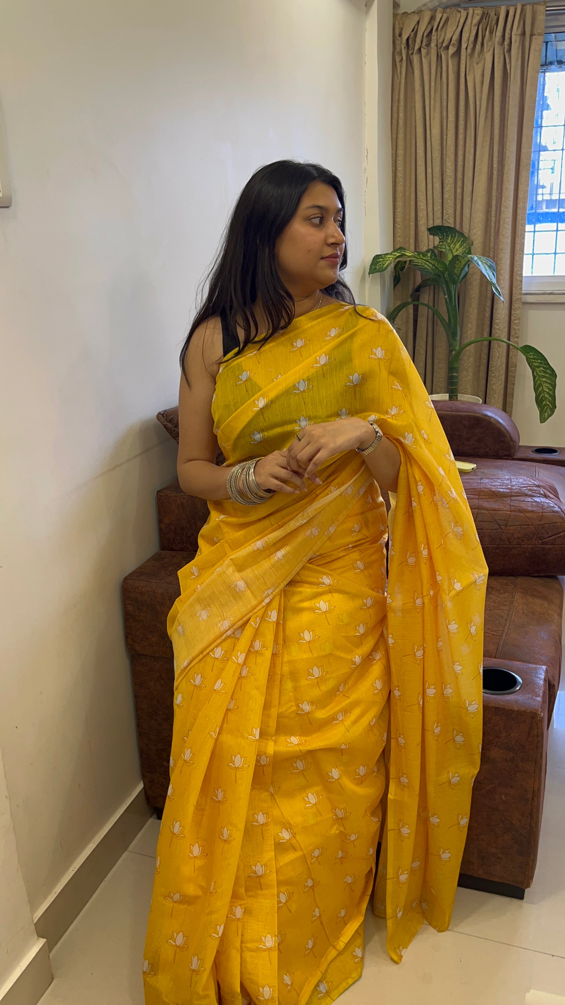Amber Lotus Saree 💛