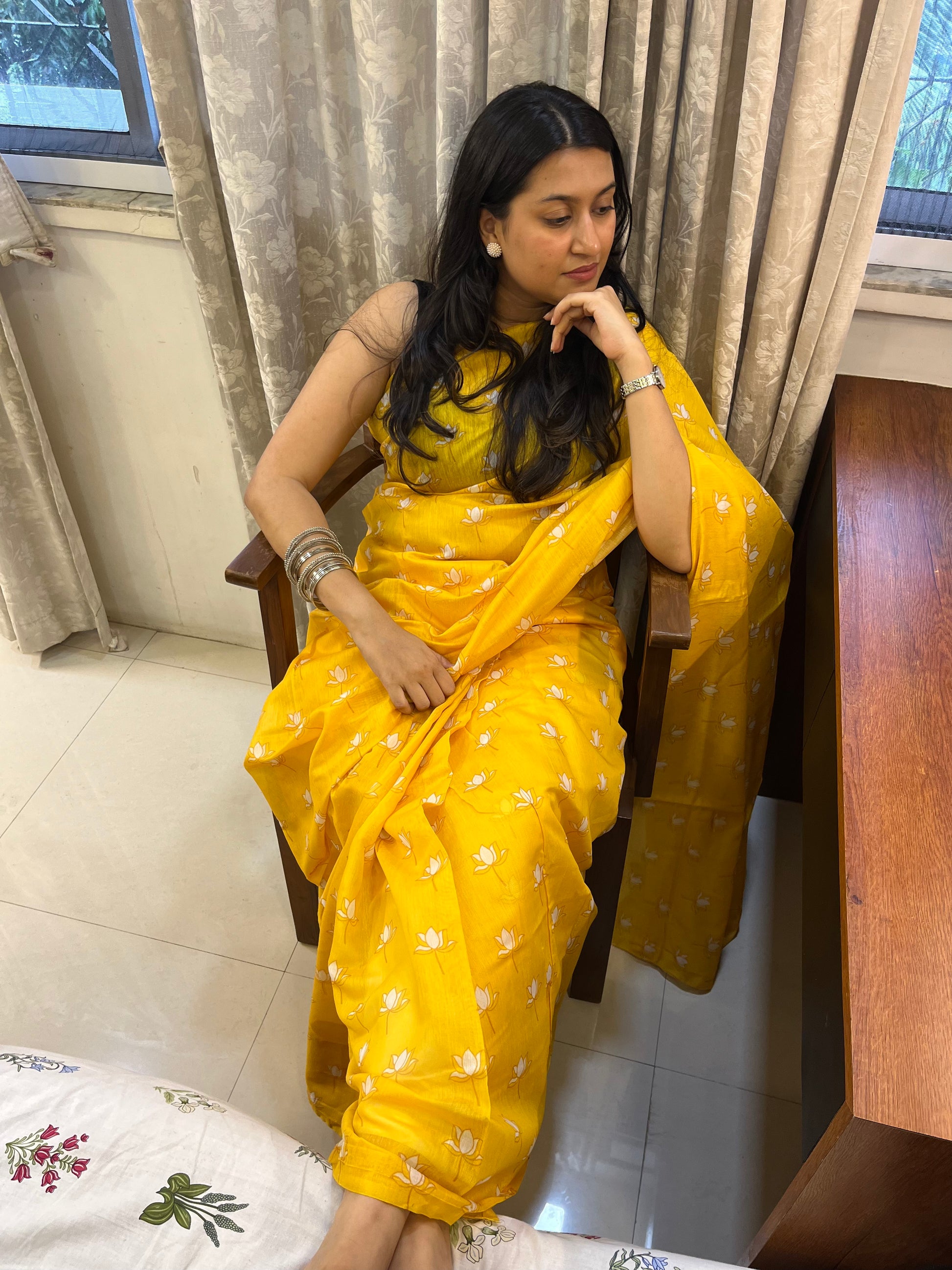 Amber Lotus Saree 💛