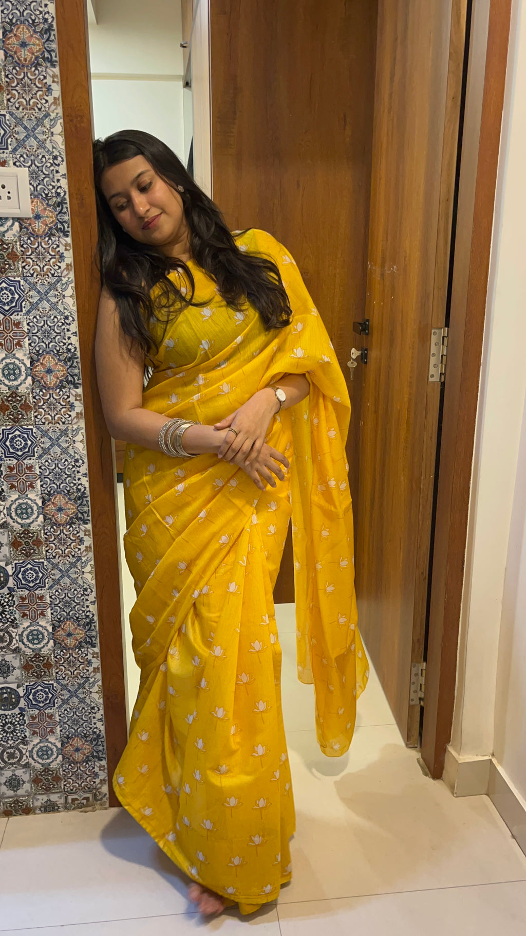 Amber Lotus Saree 💛