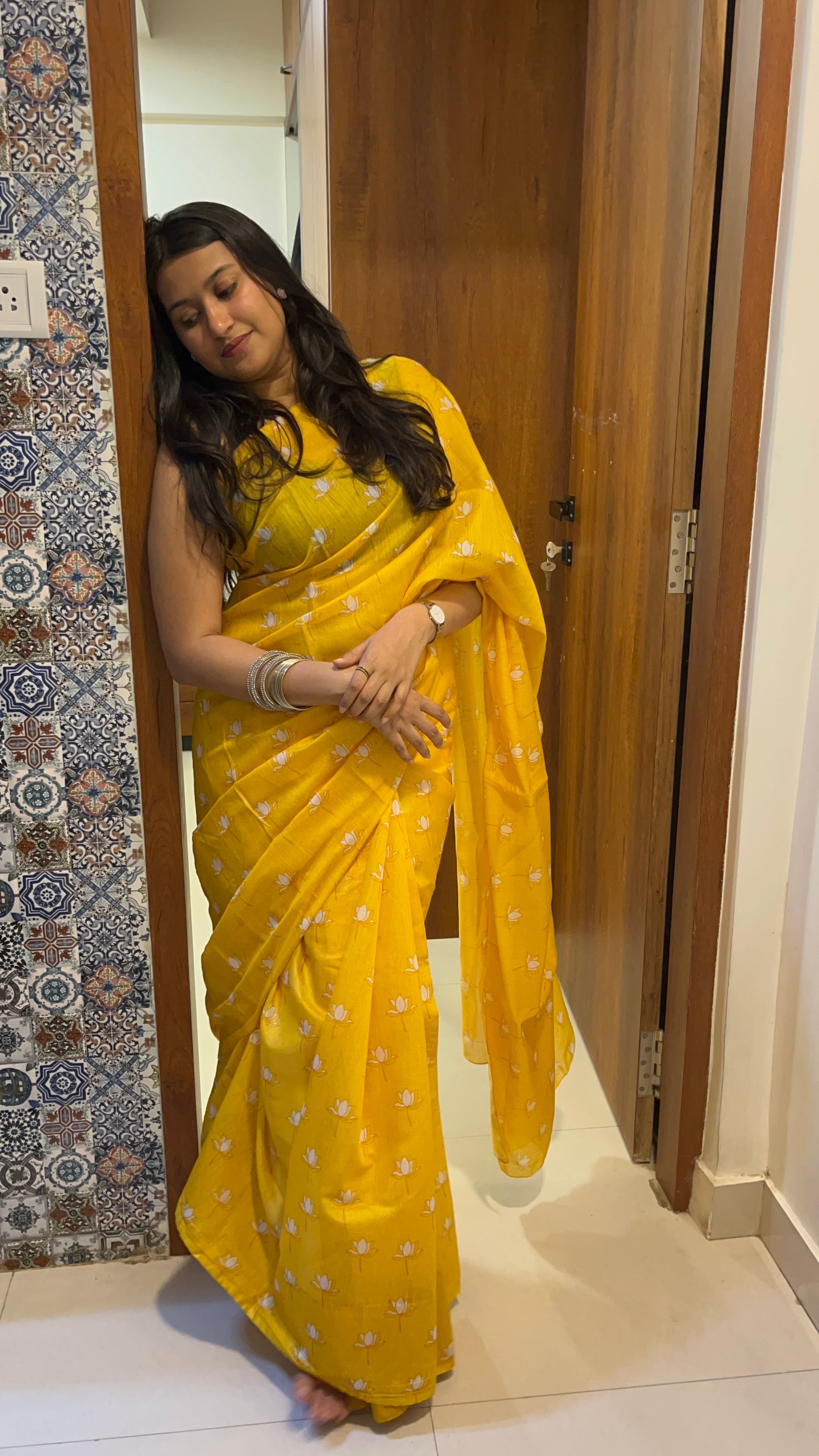 Amber Lotus Saree 💛