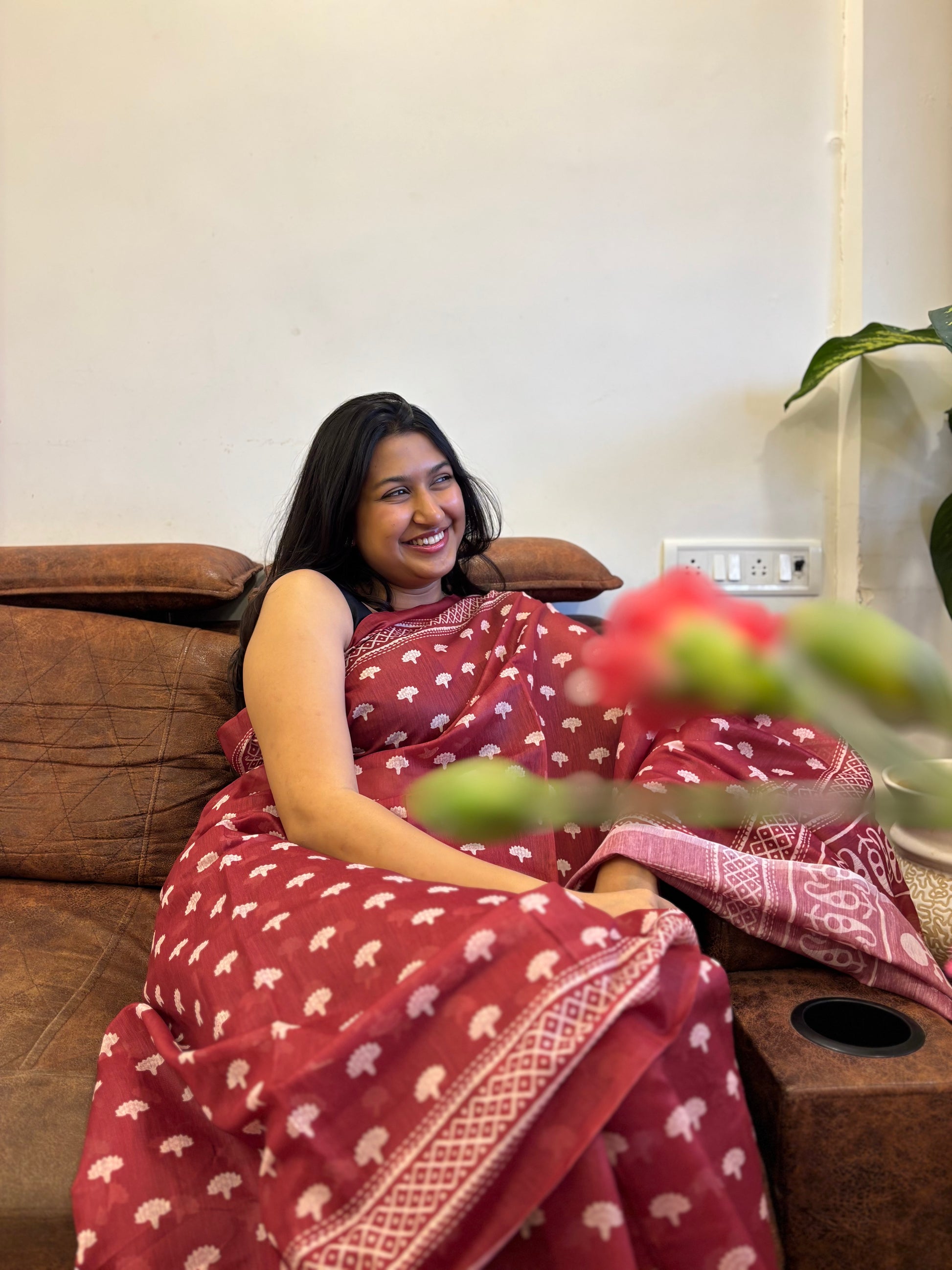 Cherry Red Saree 🍒