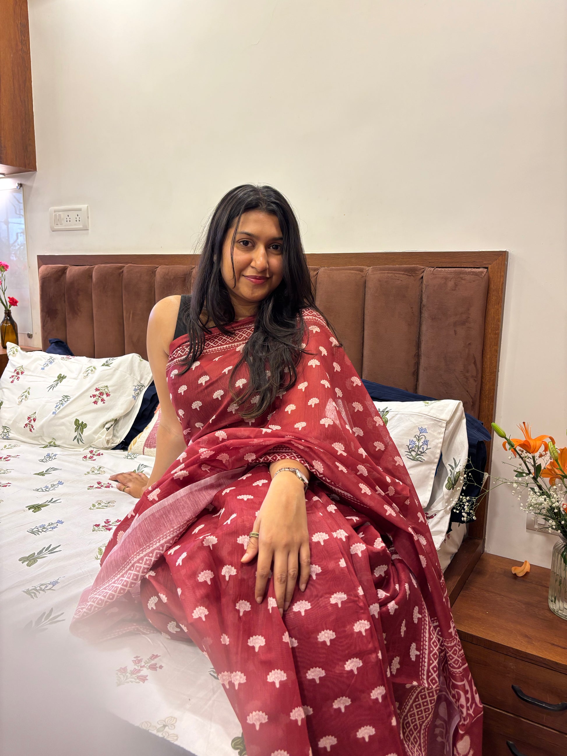 Cherry Red Saree 🍒