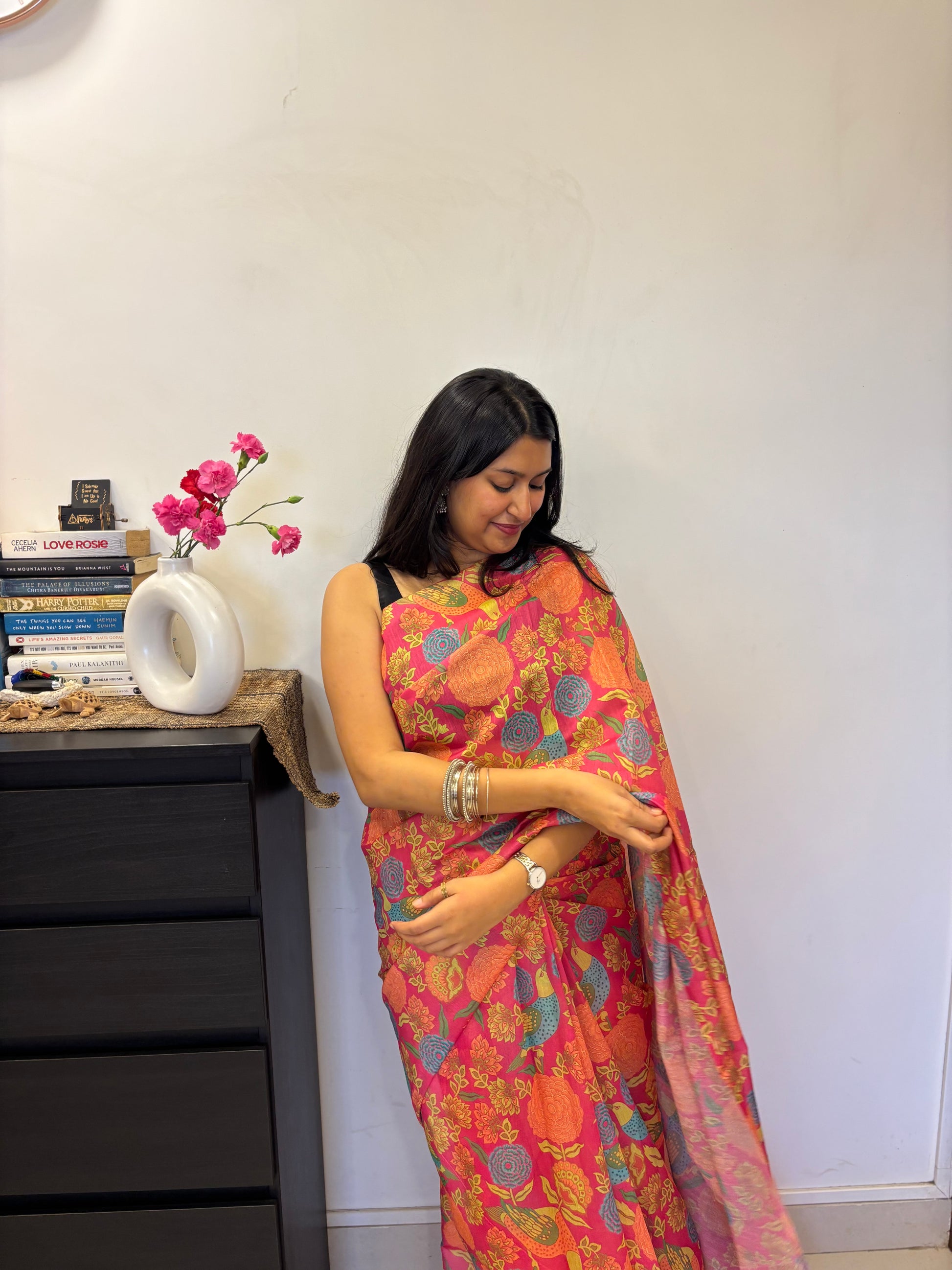 Pink Jungle Saree 🍃
