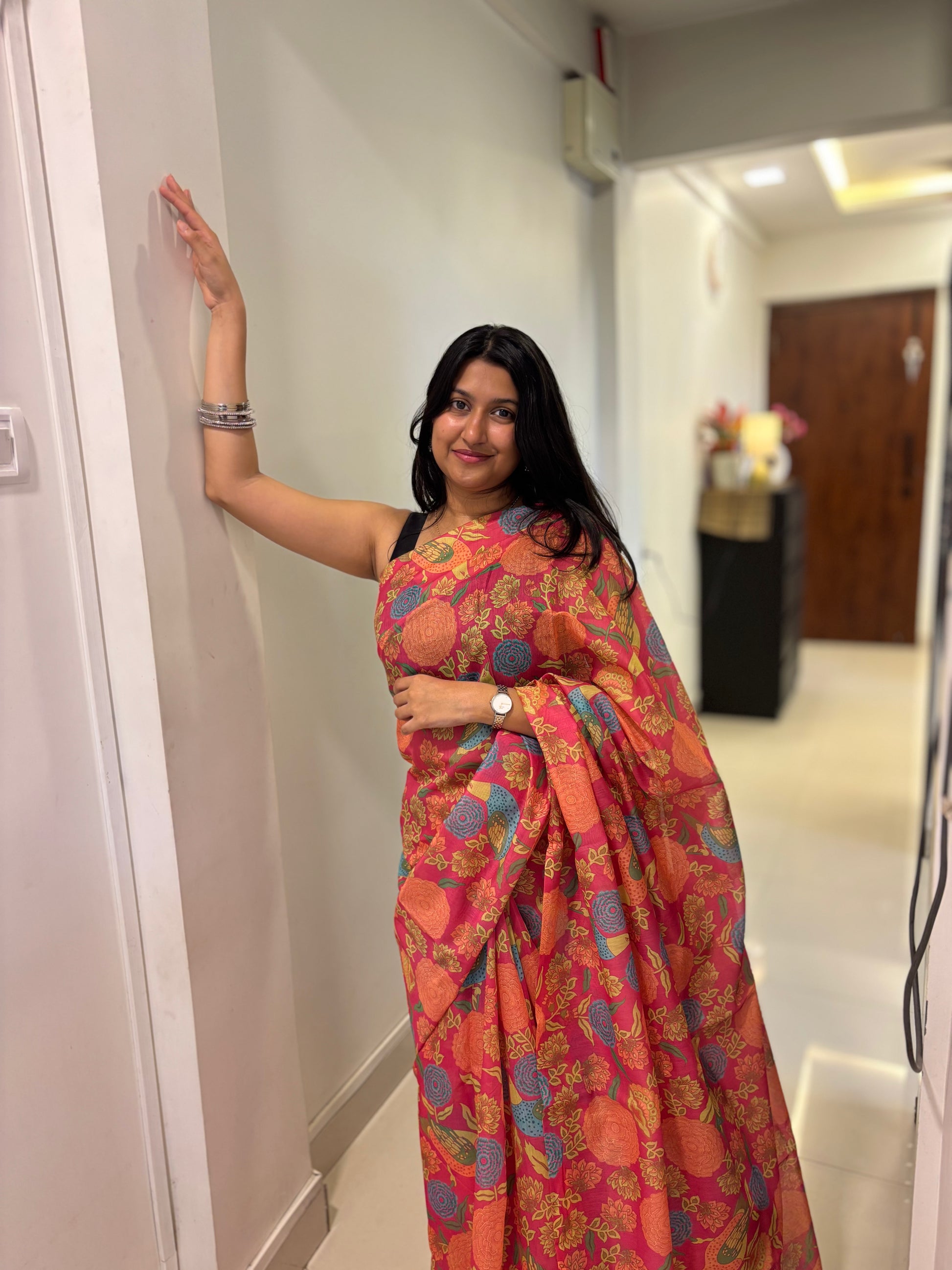 Pink Jungle Saree 🍃