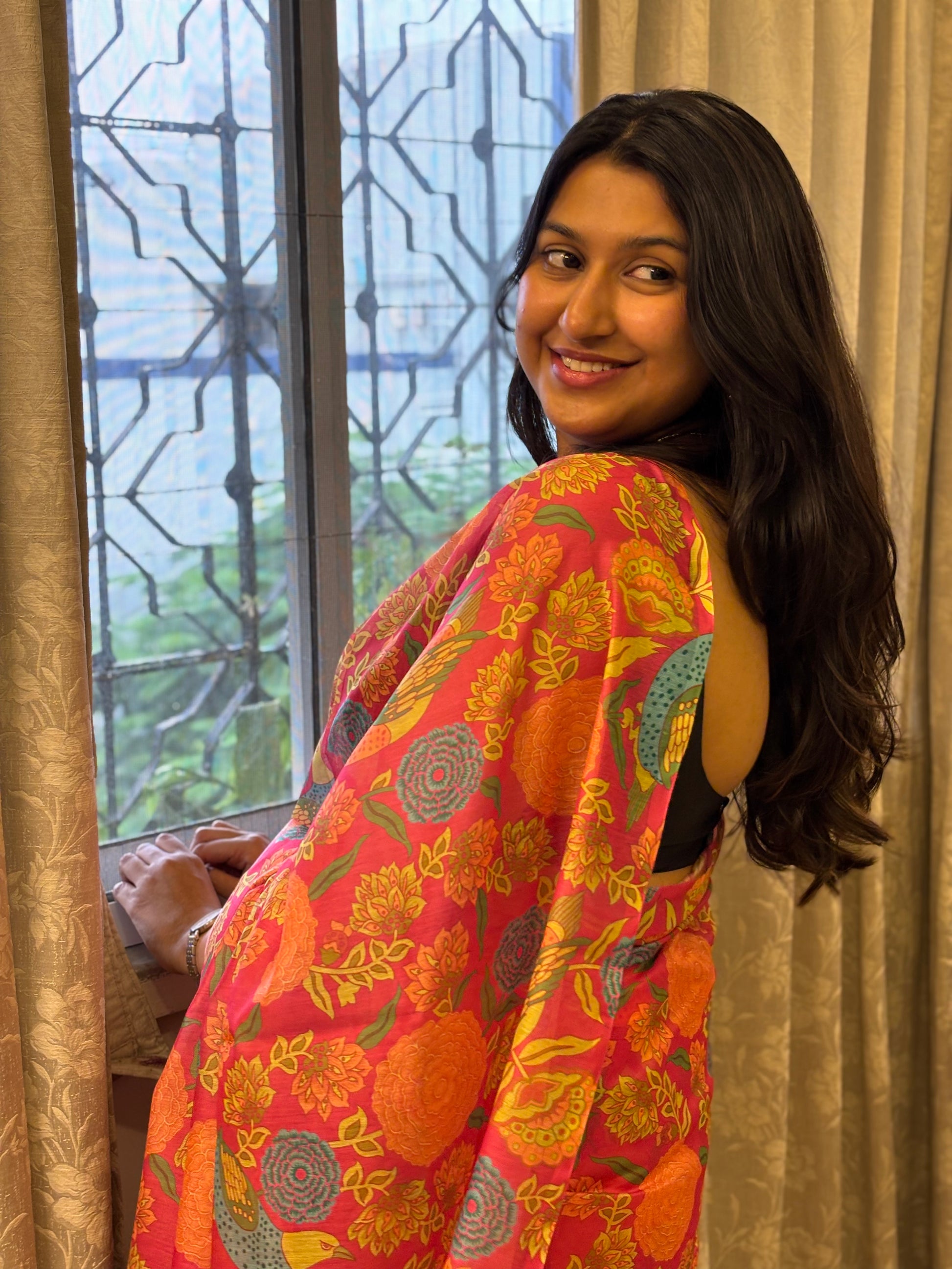 Pink Jungle Saree 🍃