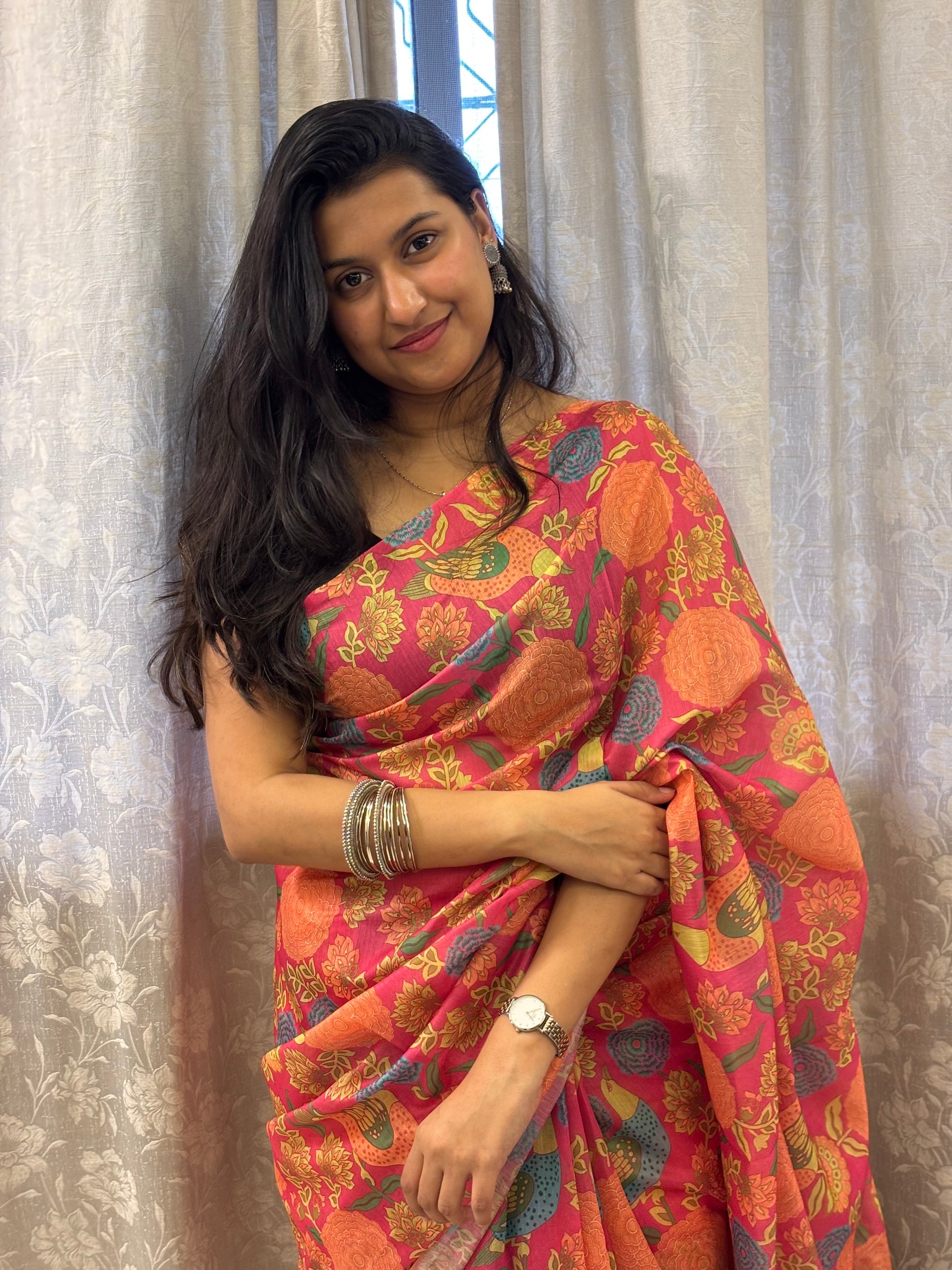 Pink Jungle Saree 🍃