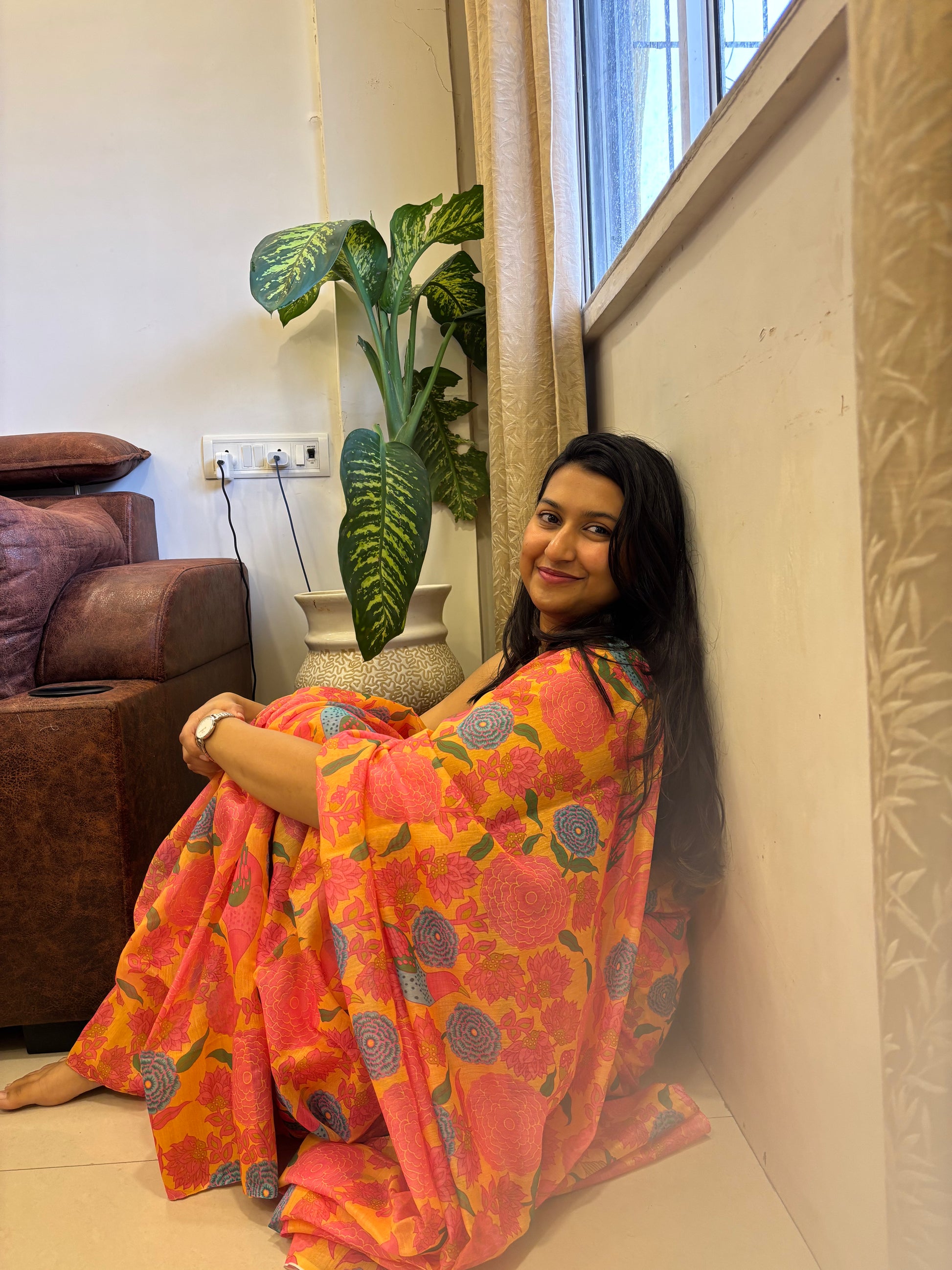 Yellow Jungle Saree 🌲