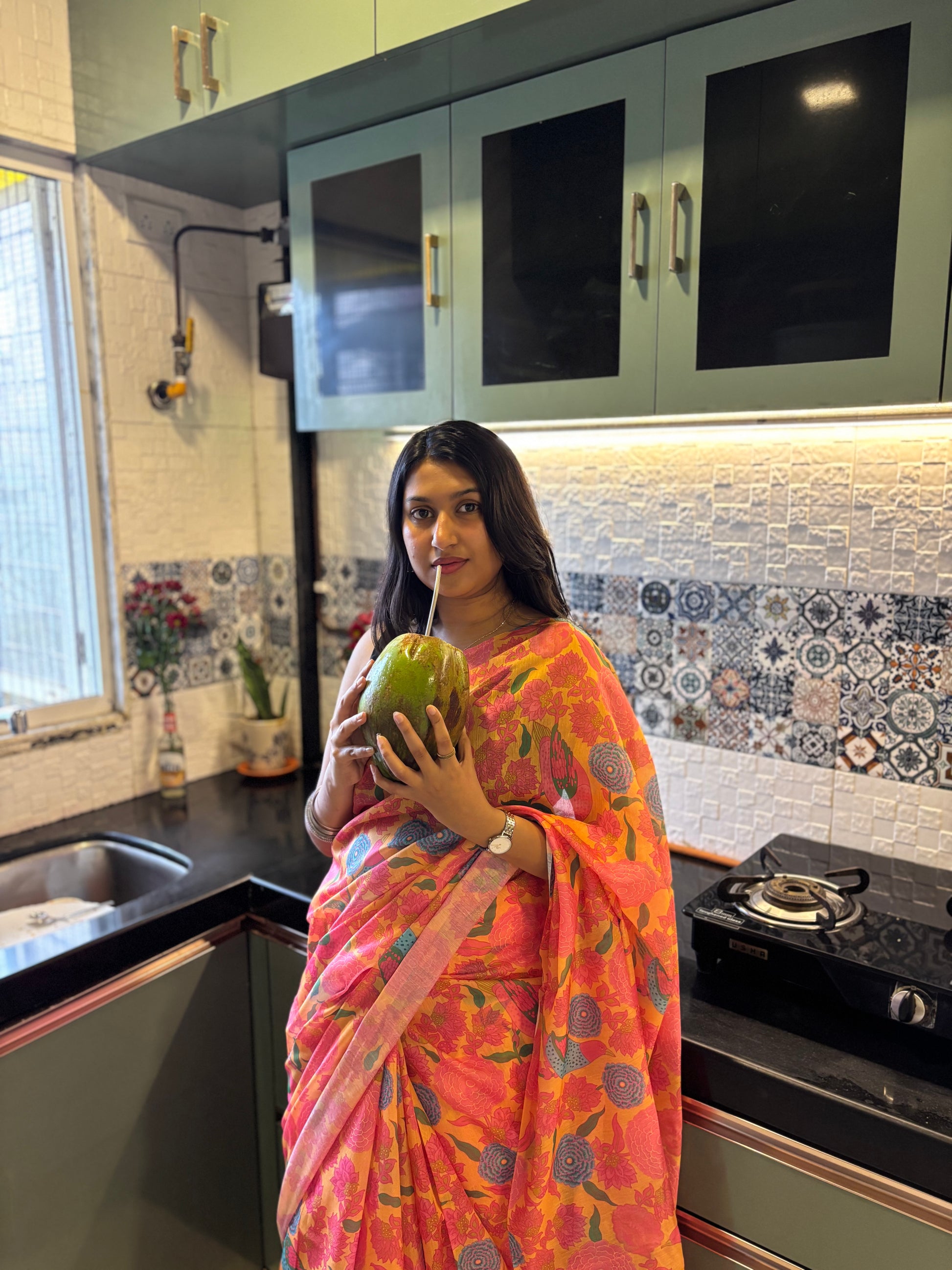 Yellow Jungle Saree 🌲