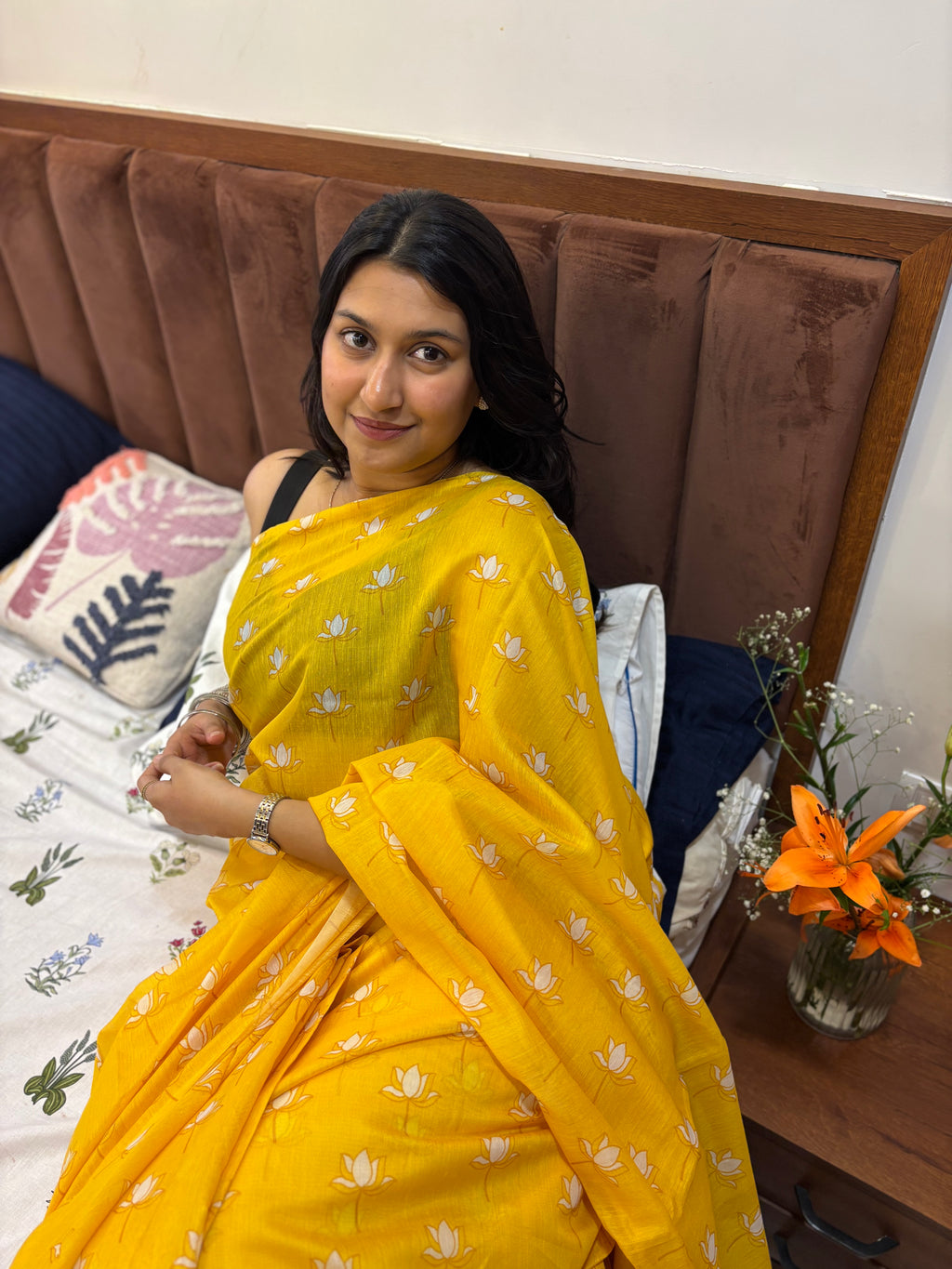 Amber Lotus Saree 💛