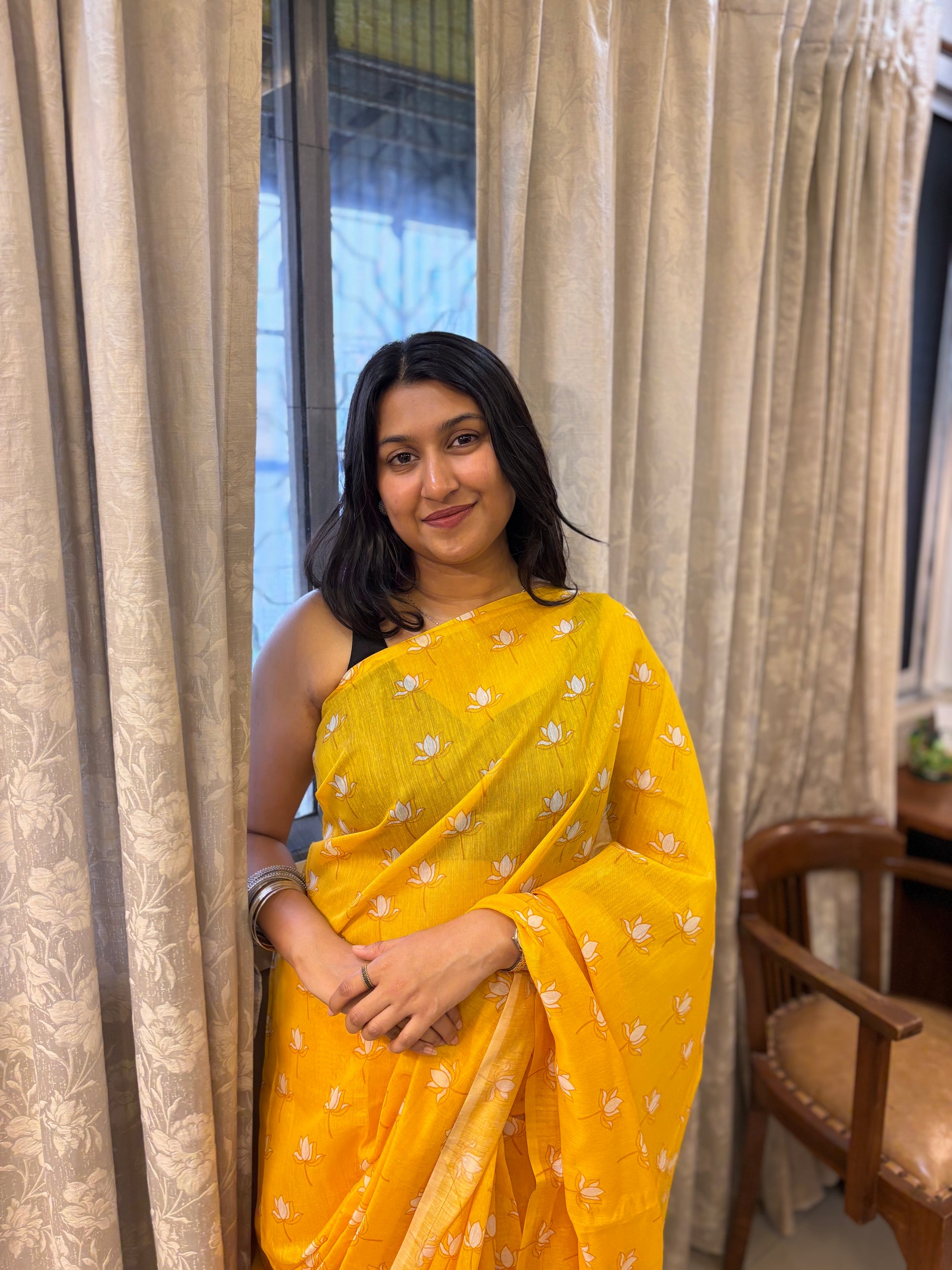 Amber Lotus Saree 💛