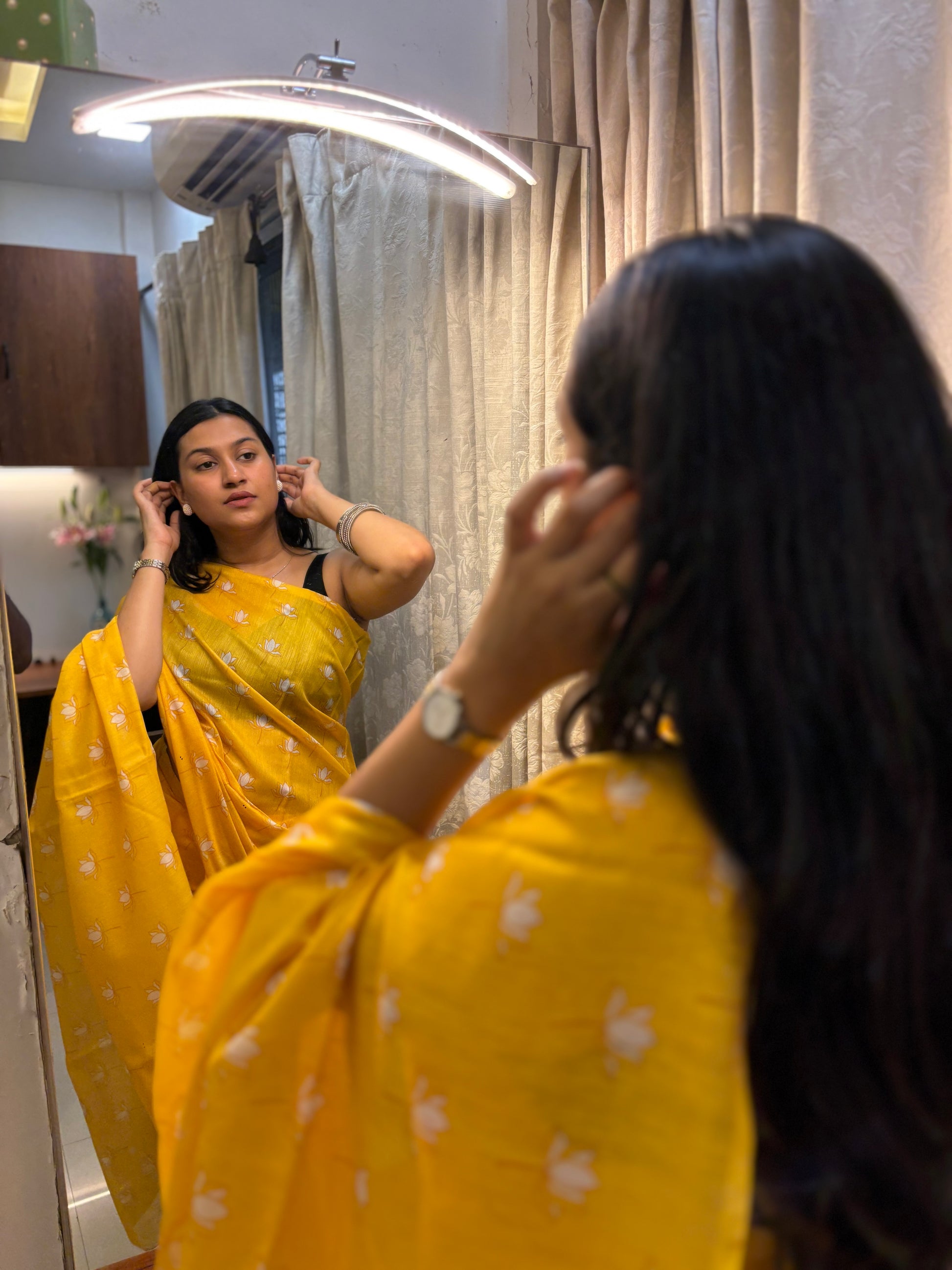 Amber Lotus Saree 💛