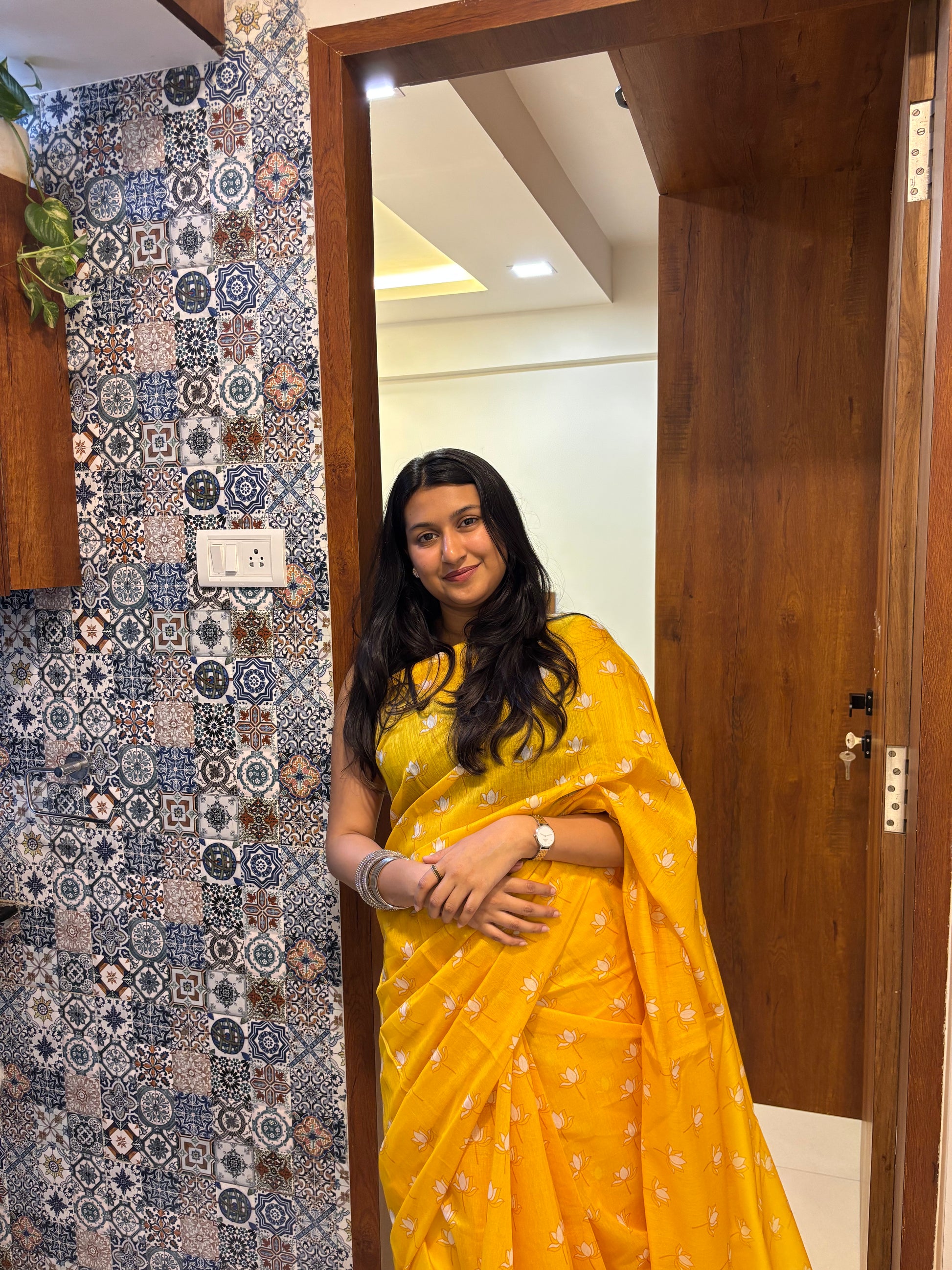 Amber Lotus Saree 💛