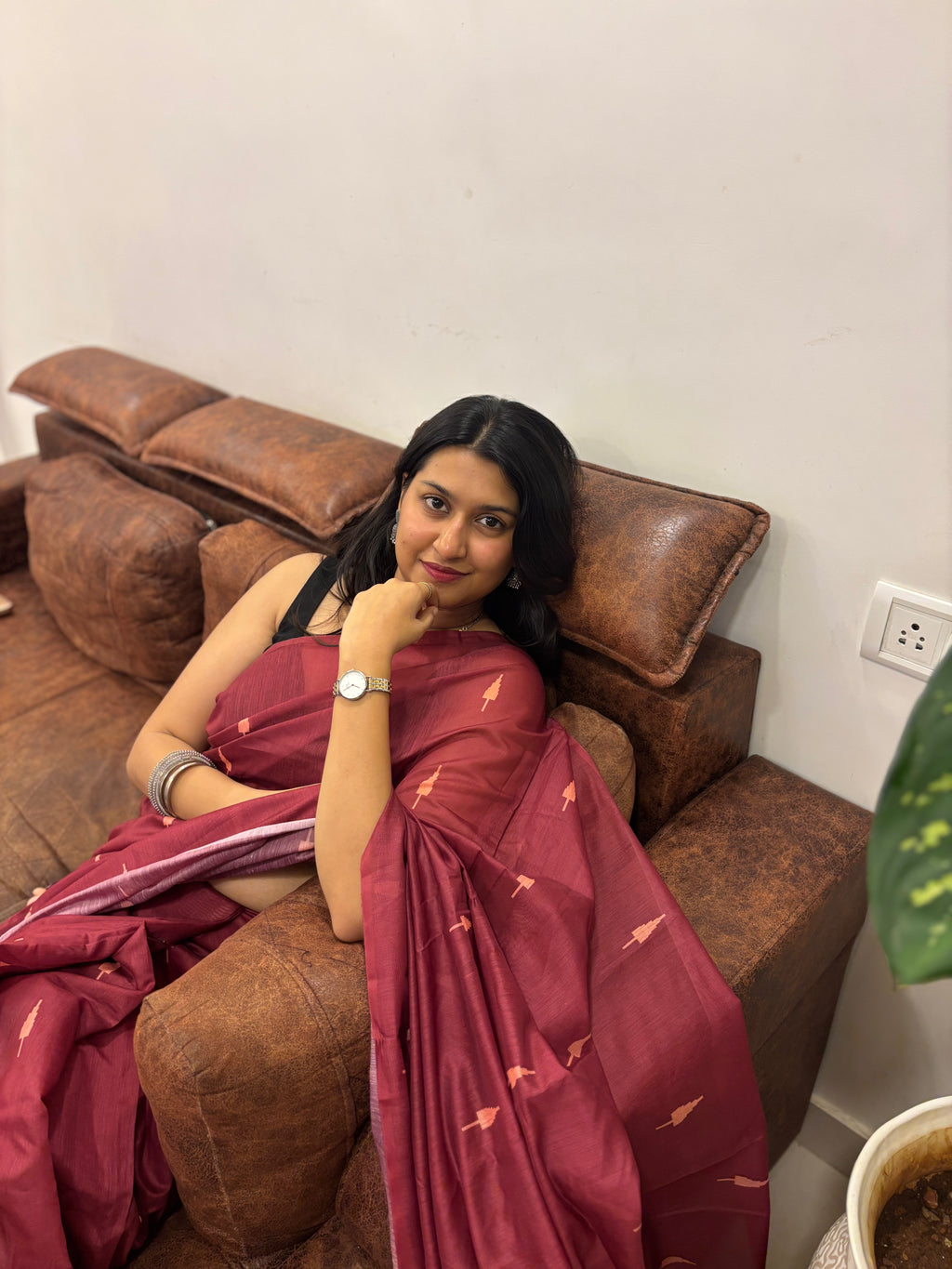 Berry Weave Saree 🍷